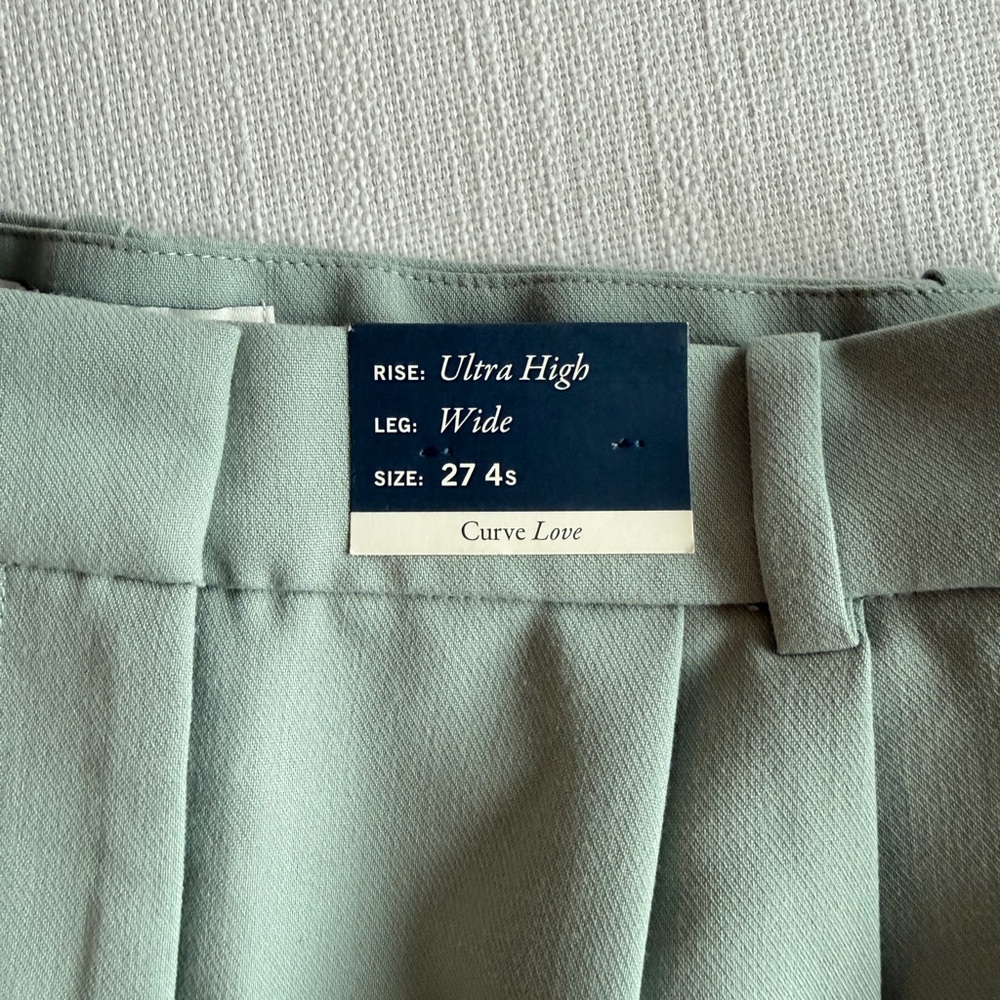 Abercrombie and Fitch Ultra High Wide Leg Pants in Sage Green